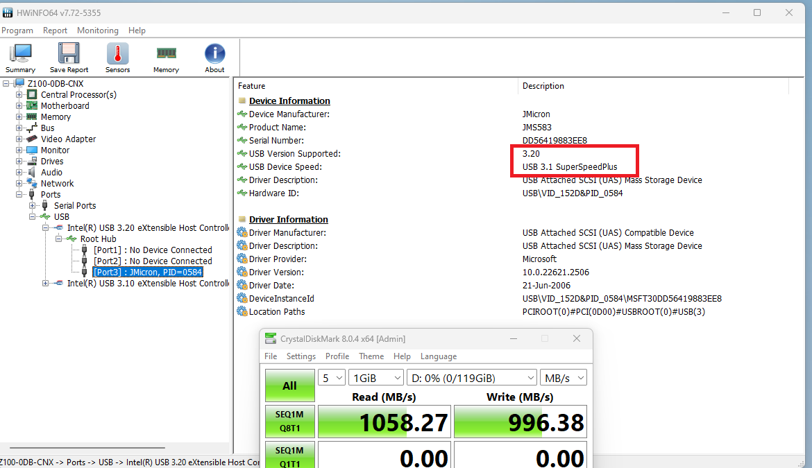 MINIX Z100-0dB USB 3.2 speed CrystalDiskMark MINIX Z100-0dB USB 3.2 speed CrystalDiskMark