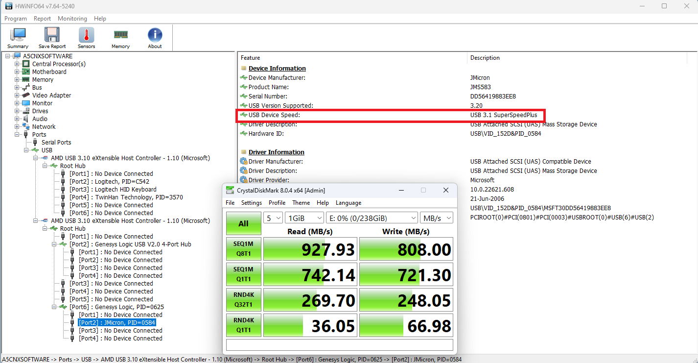 USB 3.2 Gen 2 Type A speed USB 3.2 Gen 2 Type A speed