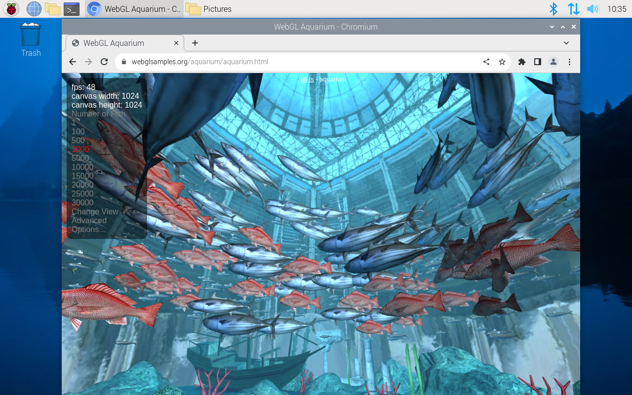WebGL Aquarium Chromium Raspberry Pi OS Bookworm WebGL Aquarium Chromium Raspberry Pi OS Bookworm