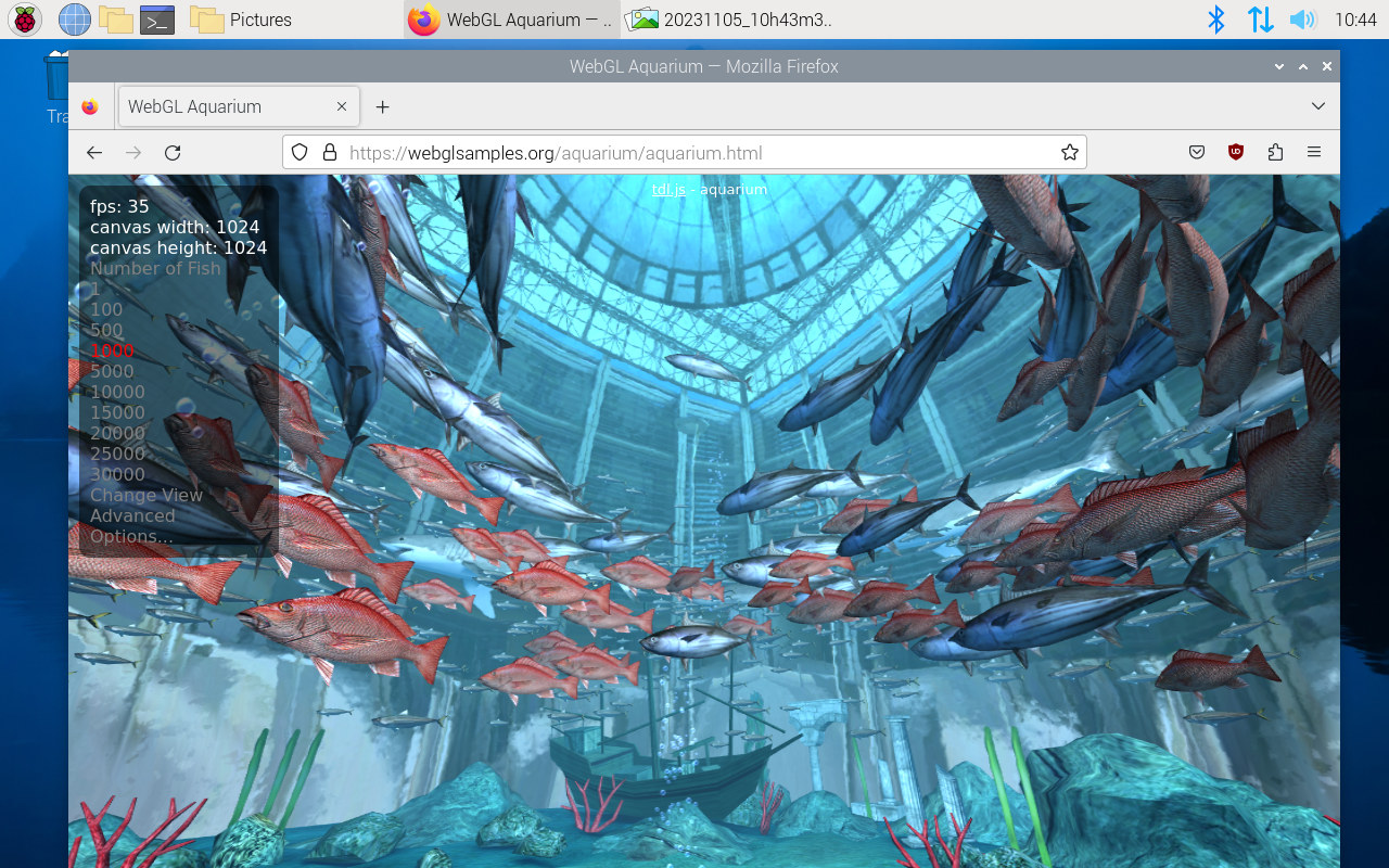 WebGL Aquarium Firefox Raspberry Pi OS Bookworm WebGL Aquarium Firefox Raspberry Pi OS Bookworm