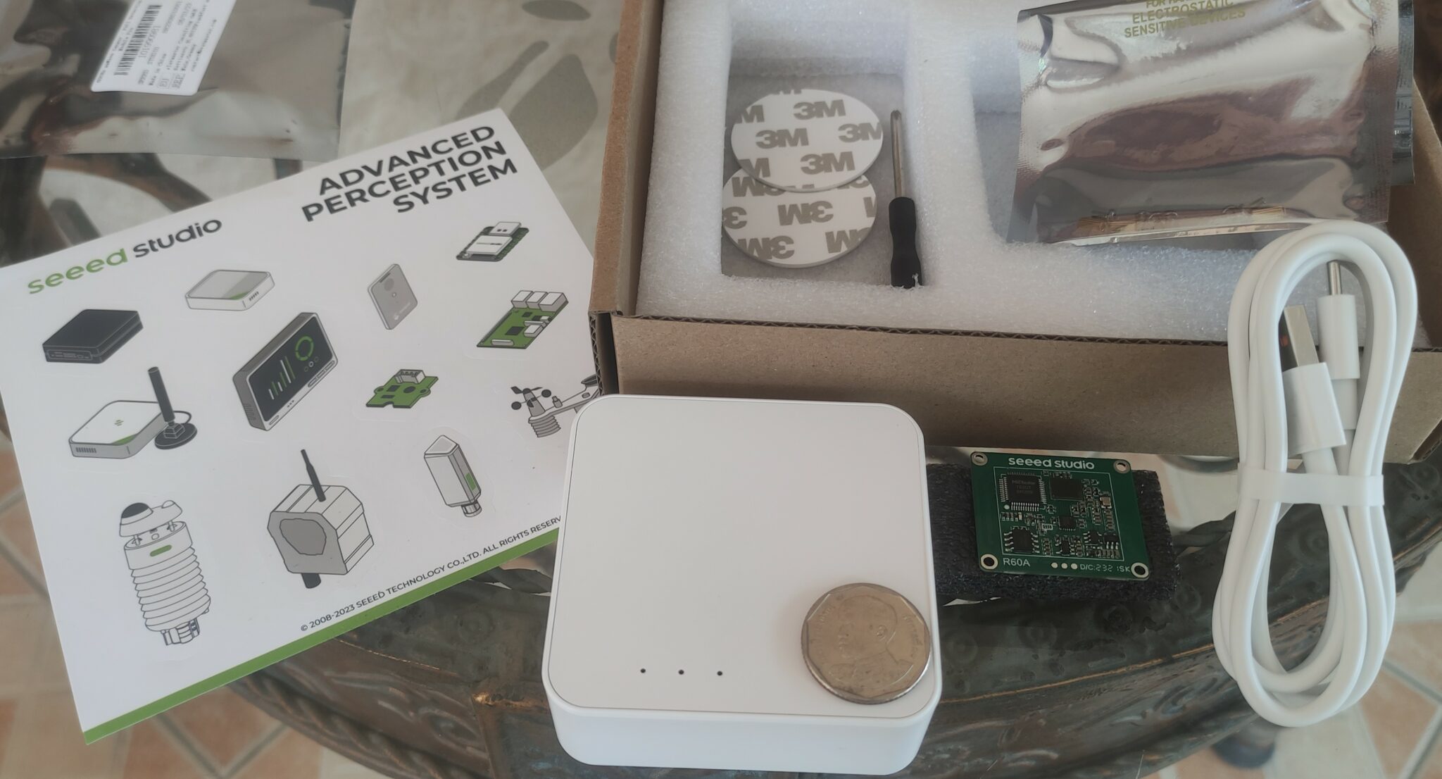 mmWave Human Detection Sensor Kit Unbox mmWave sensor kit and MR60FDA1 module