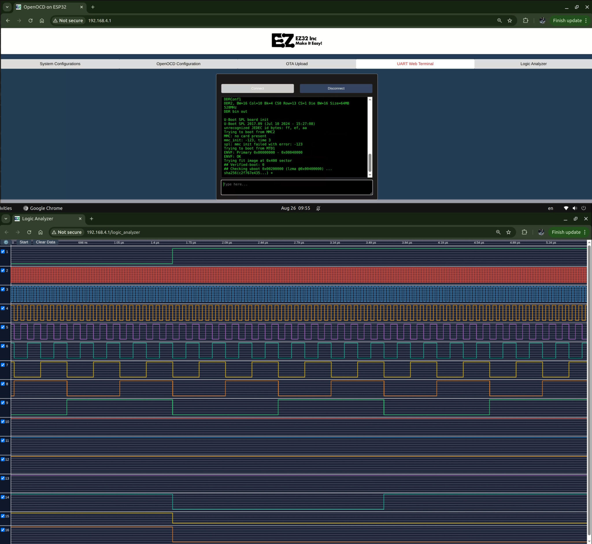 ESP32JTAG OpenOCD and Logic Analizer Example ESP32JTAG OpenOCD and Logic Analizer Example