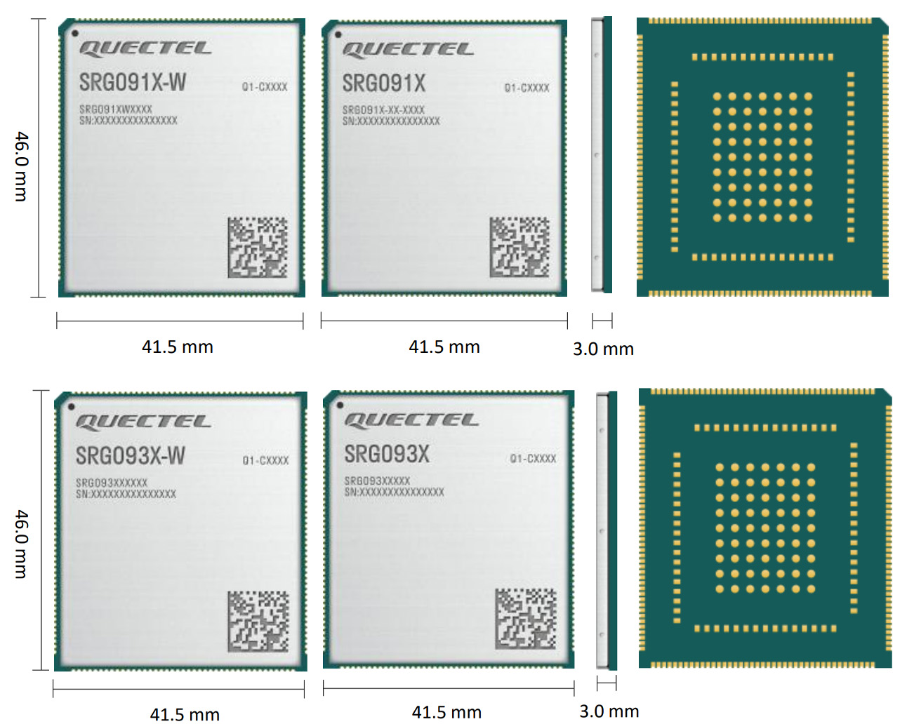 SRG091X and SRG093X Dimensions SRG091X and SRG093X Dimensions