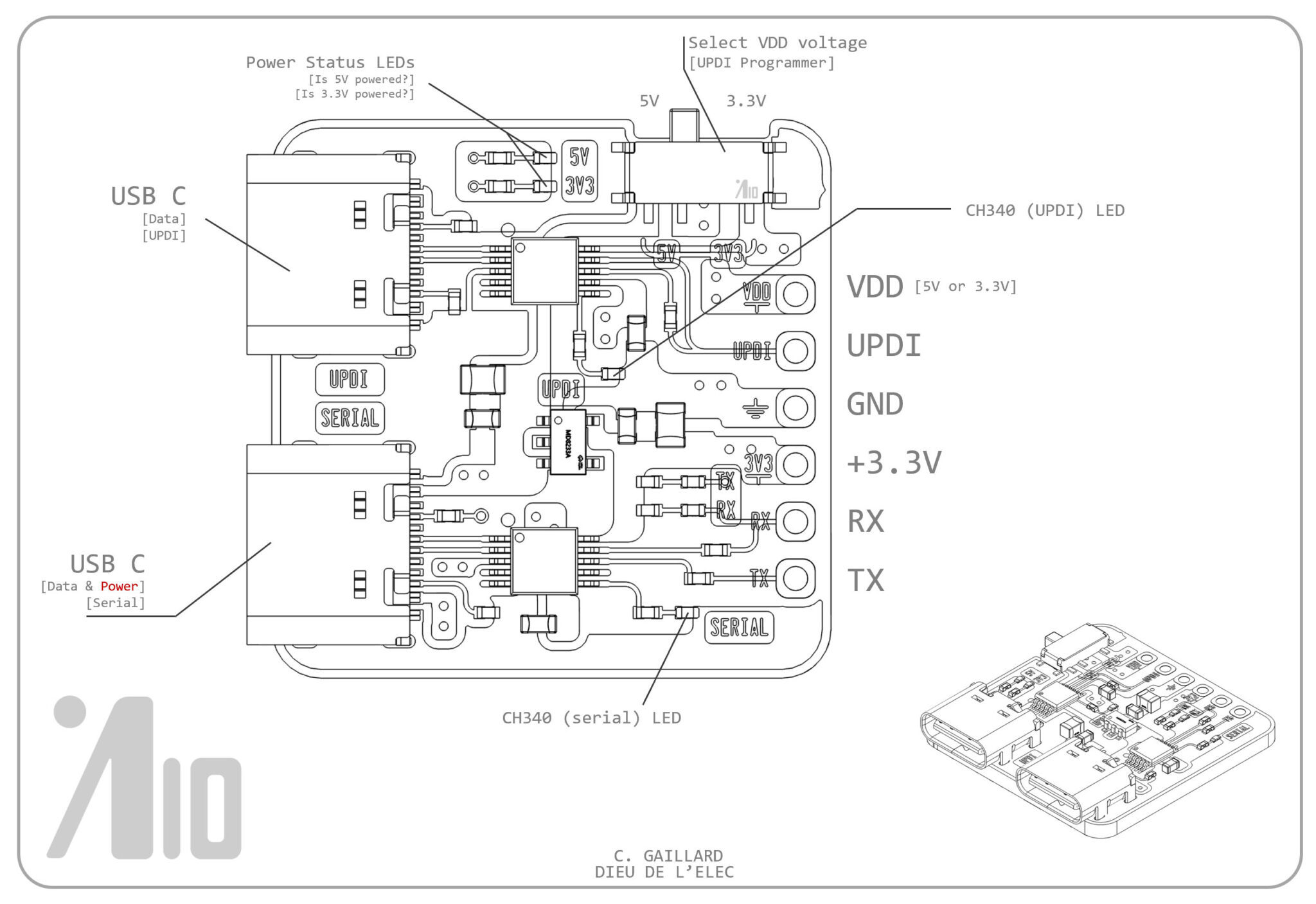 CH340 Dual USB C converter pinout CH340 Dual USB C converter pinout
