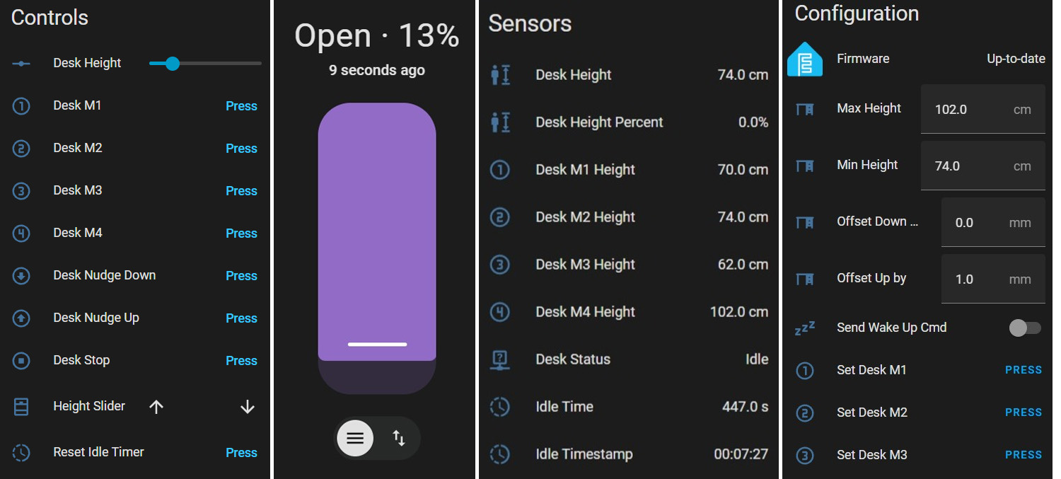 DeskUp Pro Home Assistant Interface DeskUp Pro Home Assistant Interface