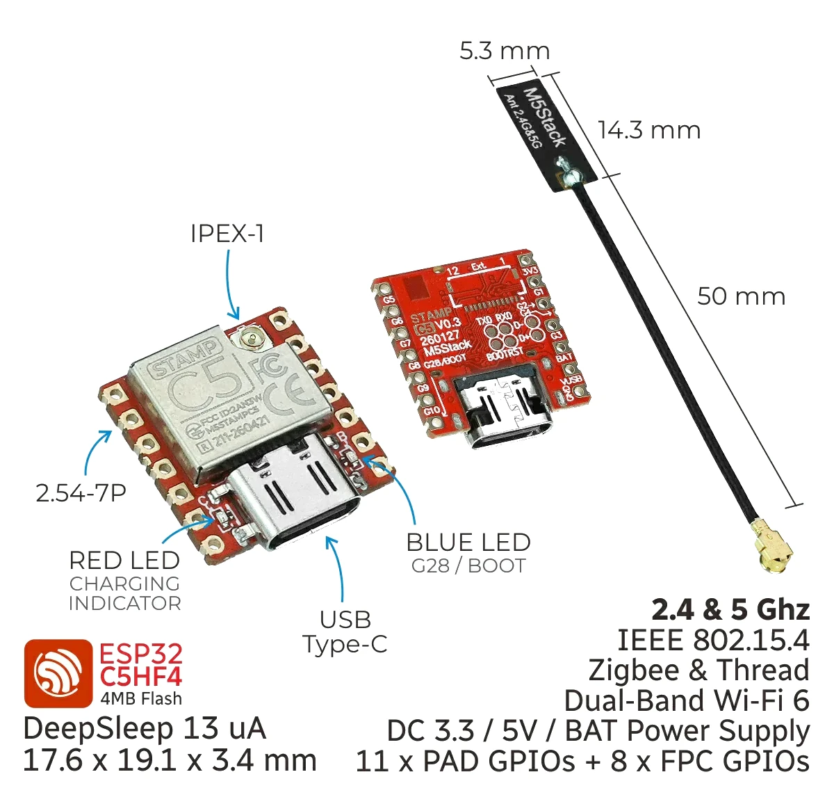 M5Stamp-C5 specifications M5Stamp-C5 specifications