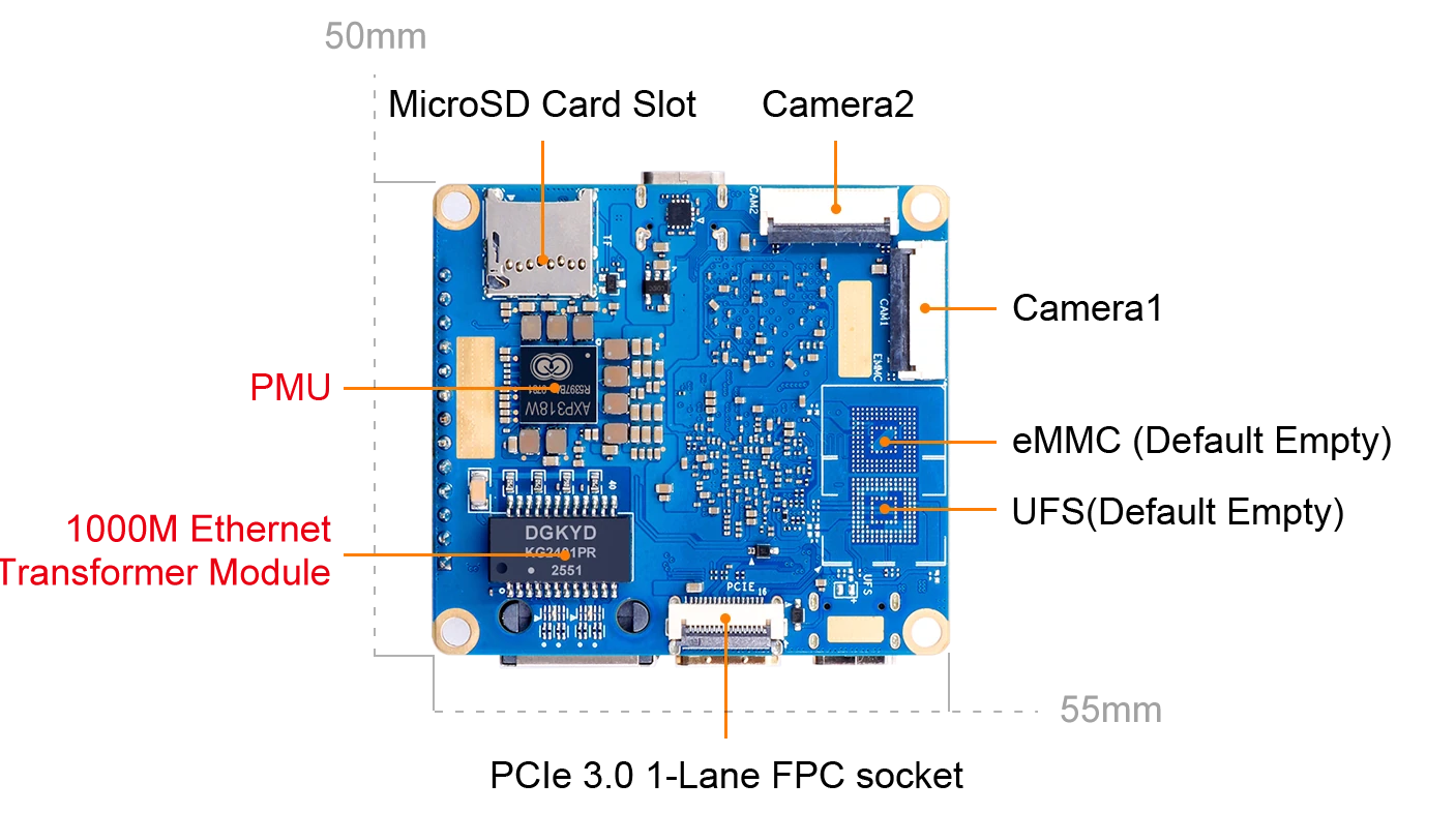 Allwinner A733 SBC PCIe dual camera Allwinner A733 SBC PCIe dual camera